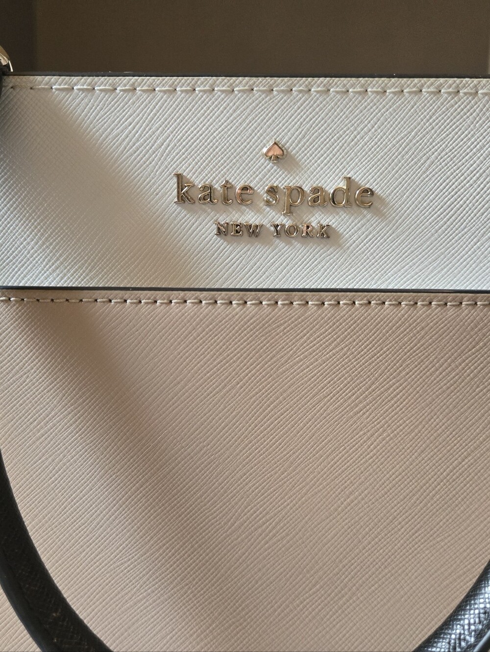 Kate Spade Staci Saffiano Leather Satchel/Crossbody | Two-Toned Beige and Cream - Picture 2 of 12